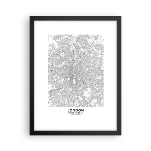 Affisch i svart ram - Karta över London-labyrinten - 30x40 cm
