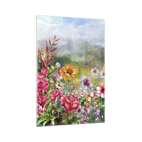 Glastavla - Bild på glas - En trädgård som blivit galen - 70x100 cm