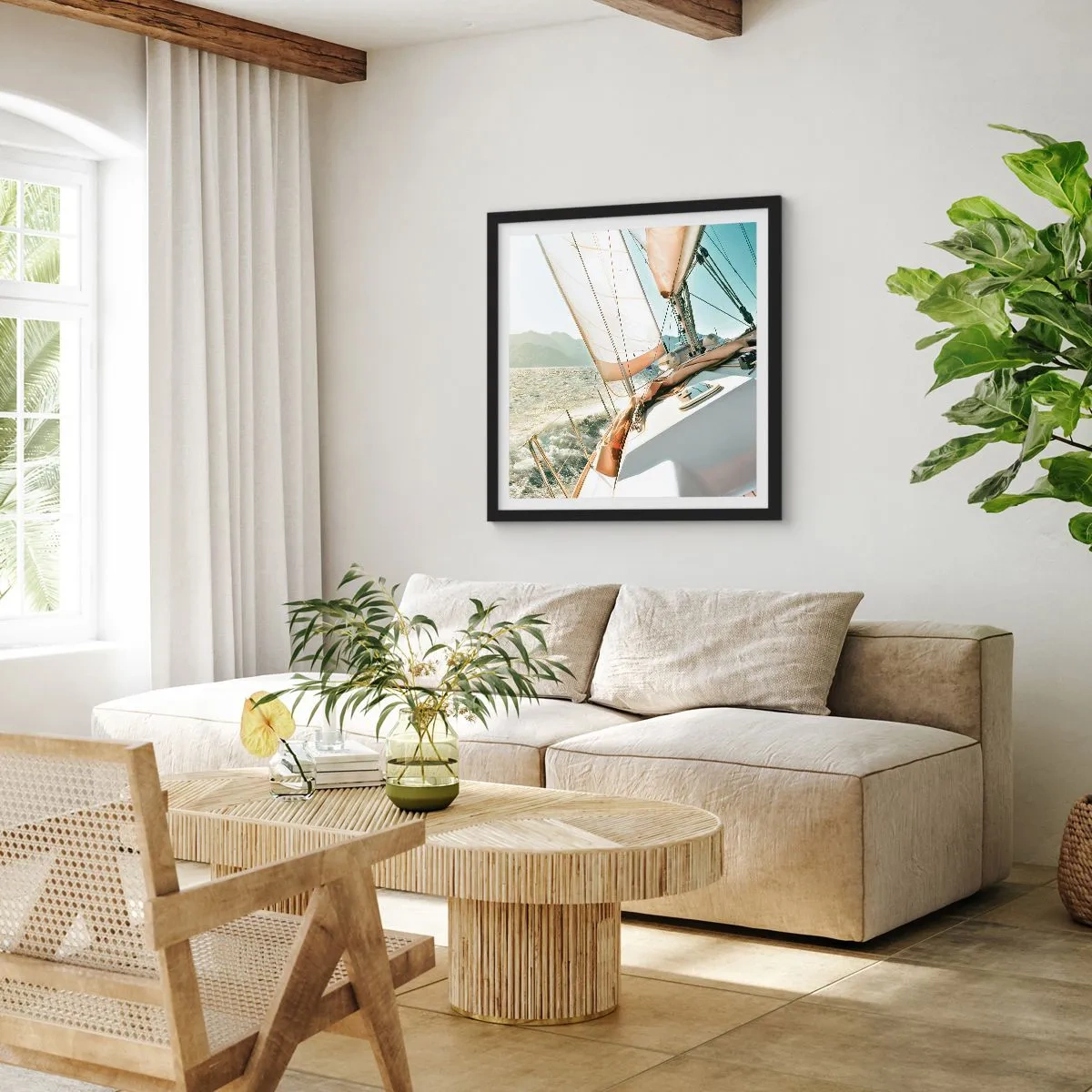 Affisch i svart ram - Under full segel - 30x30 cm