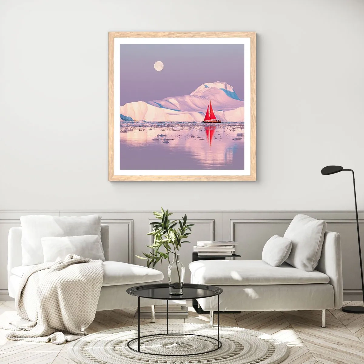 Affisch i ram av ljusek - Seglens glöd, isens kyla - 60x60 cm