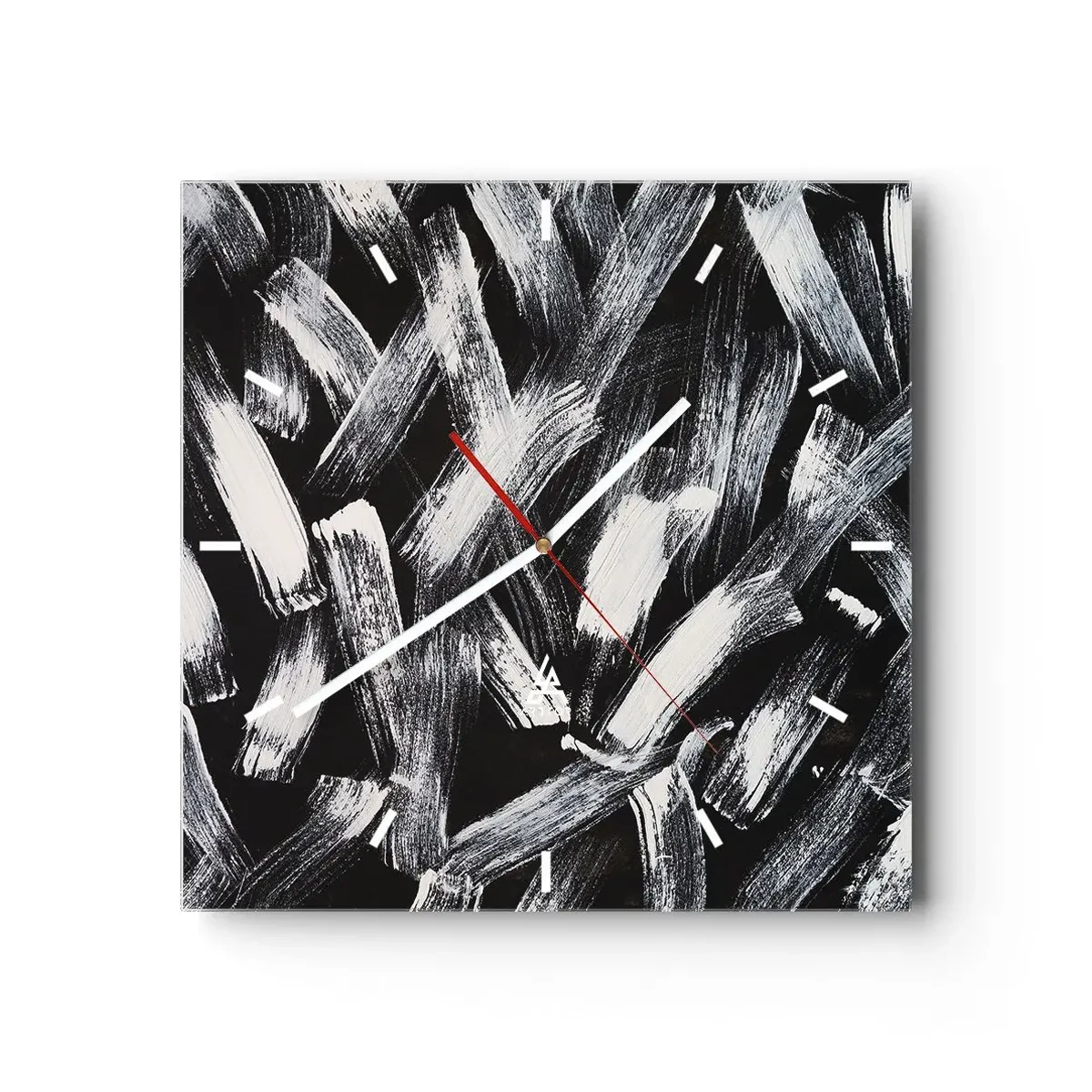 Väggklocka - Klocka på glas - Abstraktion i industriell anda - 30x30 cm