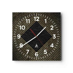Väggklocka - Klocka på glas - Geometri i glamourstil - 40x40 cm