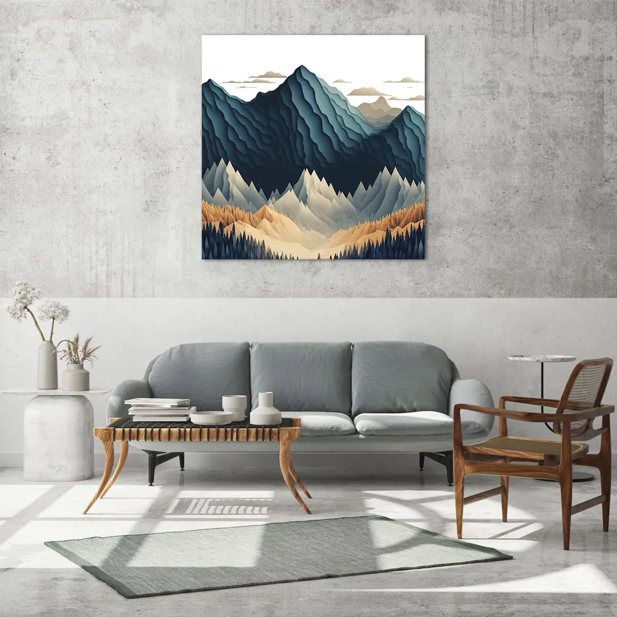 Glastavla - Bild på glas - Perfekt bergslandskap - 30x30 cm