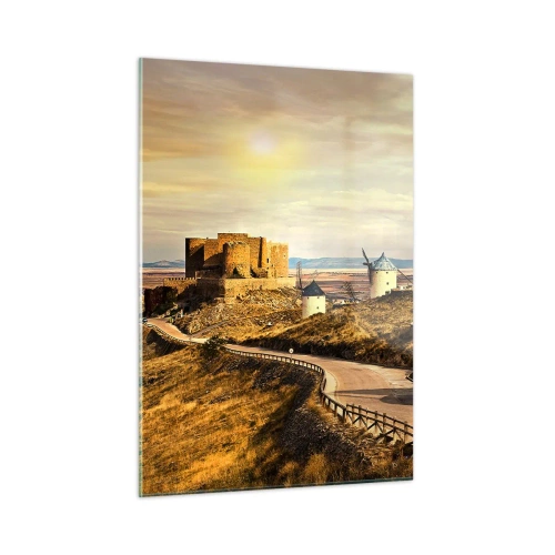 Glastavla - Bild på glas - Don Quixote kommer snart - 50x70 cm