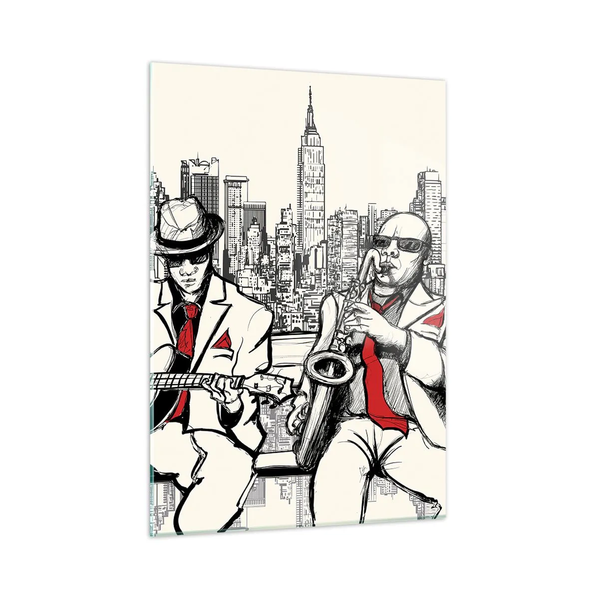 Glastavla - Bild på glas - New Yorks improvisation - 50x70 cm