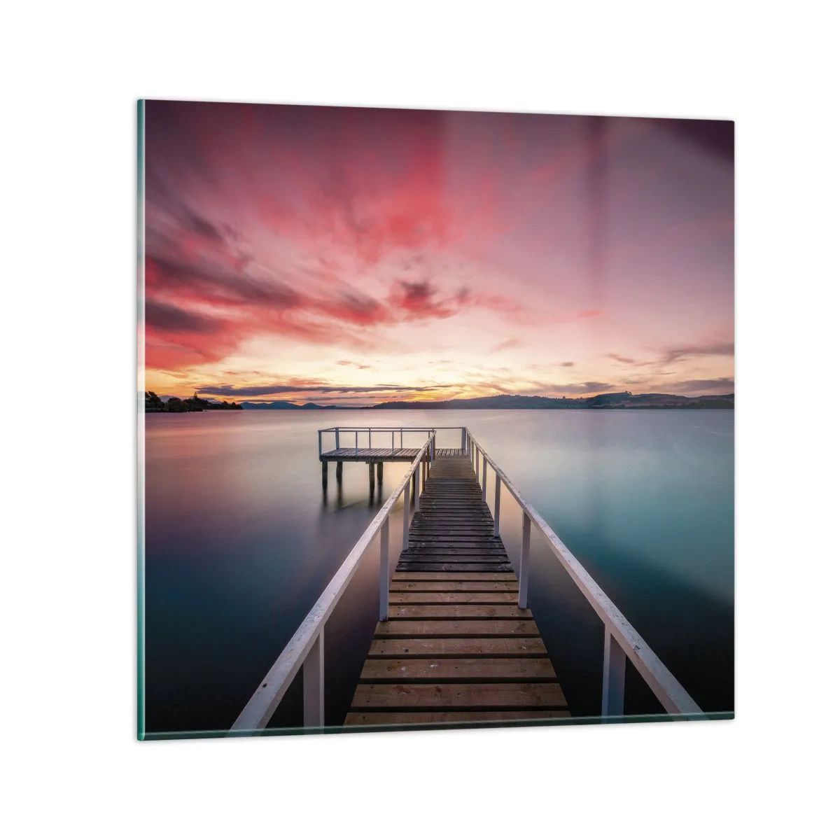 Glastavla - Bild på glas - Kvällens milda låga - 40x40 cm