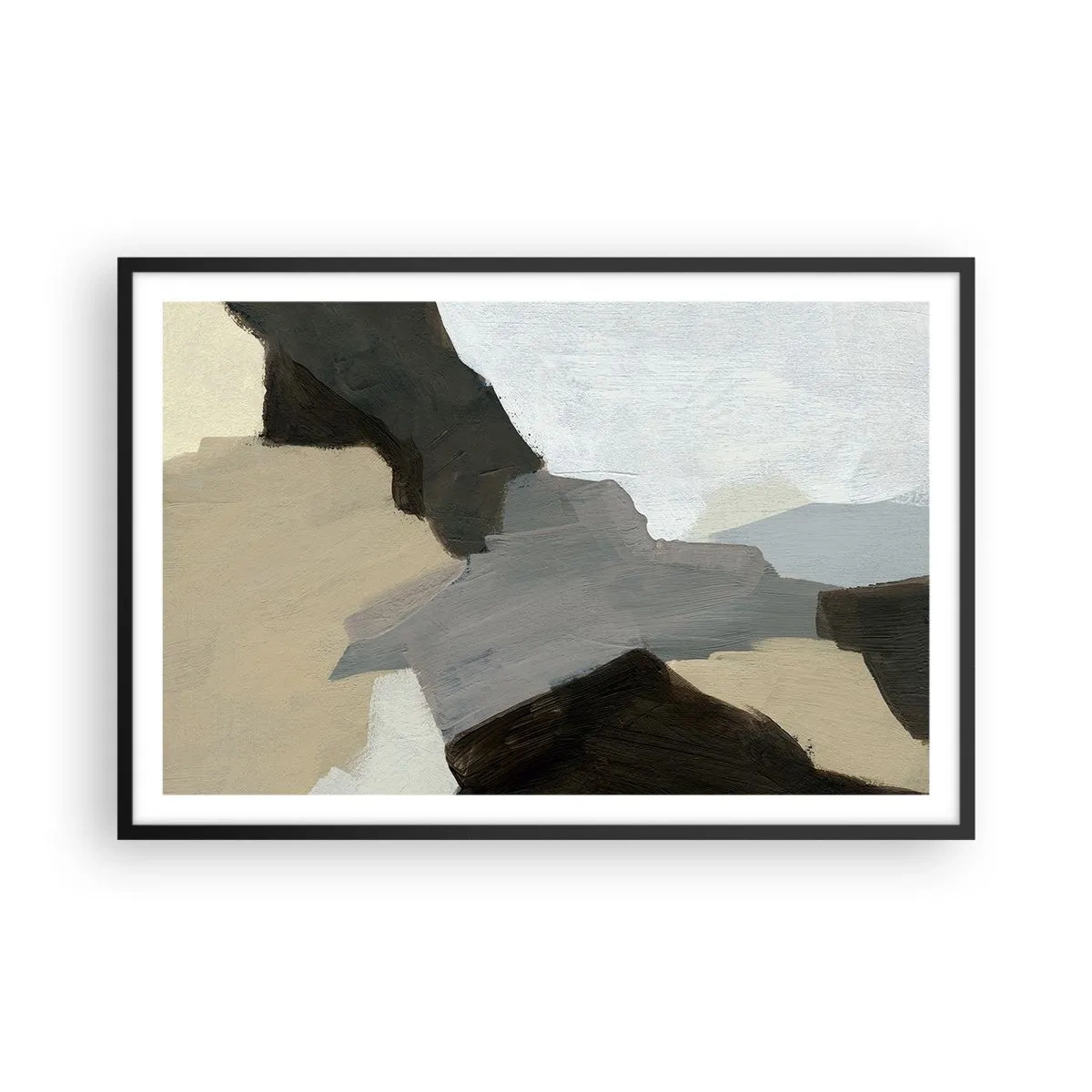Affisch i svart ram - Abstraktion: avgrening av det gråa - 91x61 cm