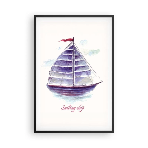 Affisch i svart ram - Fulla seglar och lugnt vatten - 61x91 cm