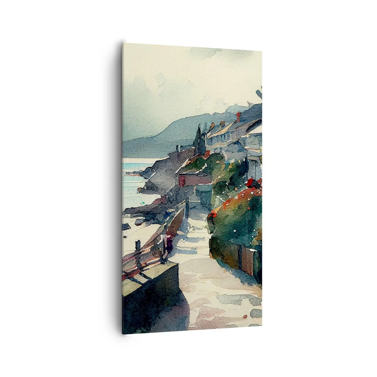 Canvastavla - Bild på duk - Medelhavsstad - 65x120 cm