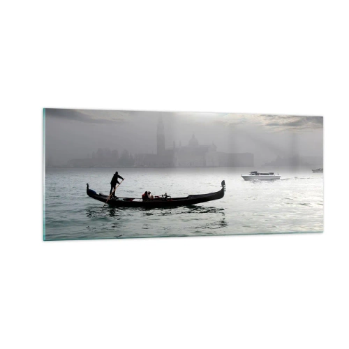 Glastavla - Bild på glas - Sagostad ur vatten och dimma - 100x40 cm