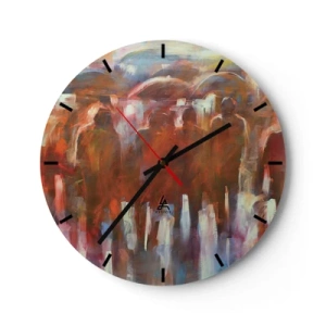Väggklocka - Klocka på glas - Jämna i regn och dimma - 40x40 cm