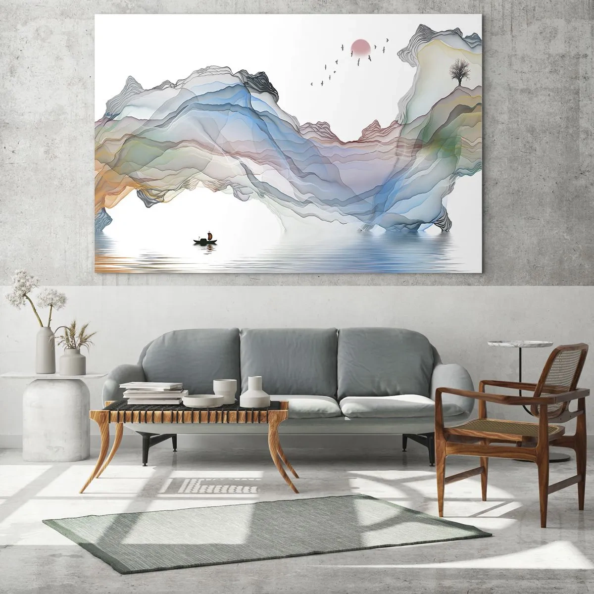 Glastavla - Bild på glas - Mot kristallfjäll - 120x50 cm