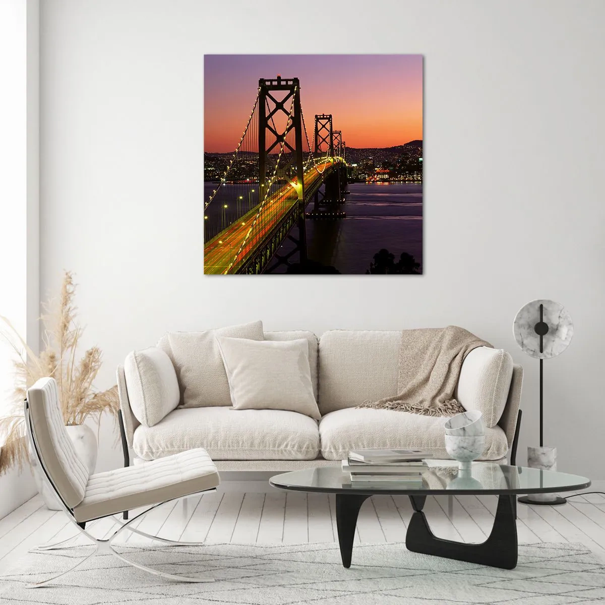 Glastavla - Bild på glas - En kväll i violett - 50x50 cm