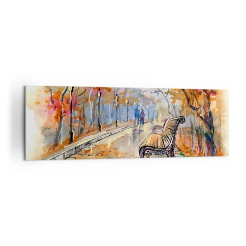 Canvastavla - Bild på duk - Vandra tillsammans mot hösten - 160x50 cm