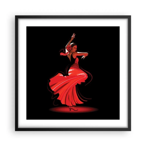 Affisch i svart ram - Flamencos brinnande anda - 50x50 cm