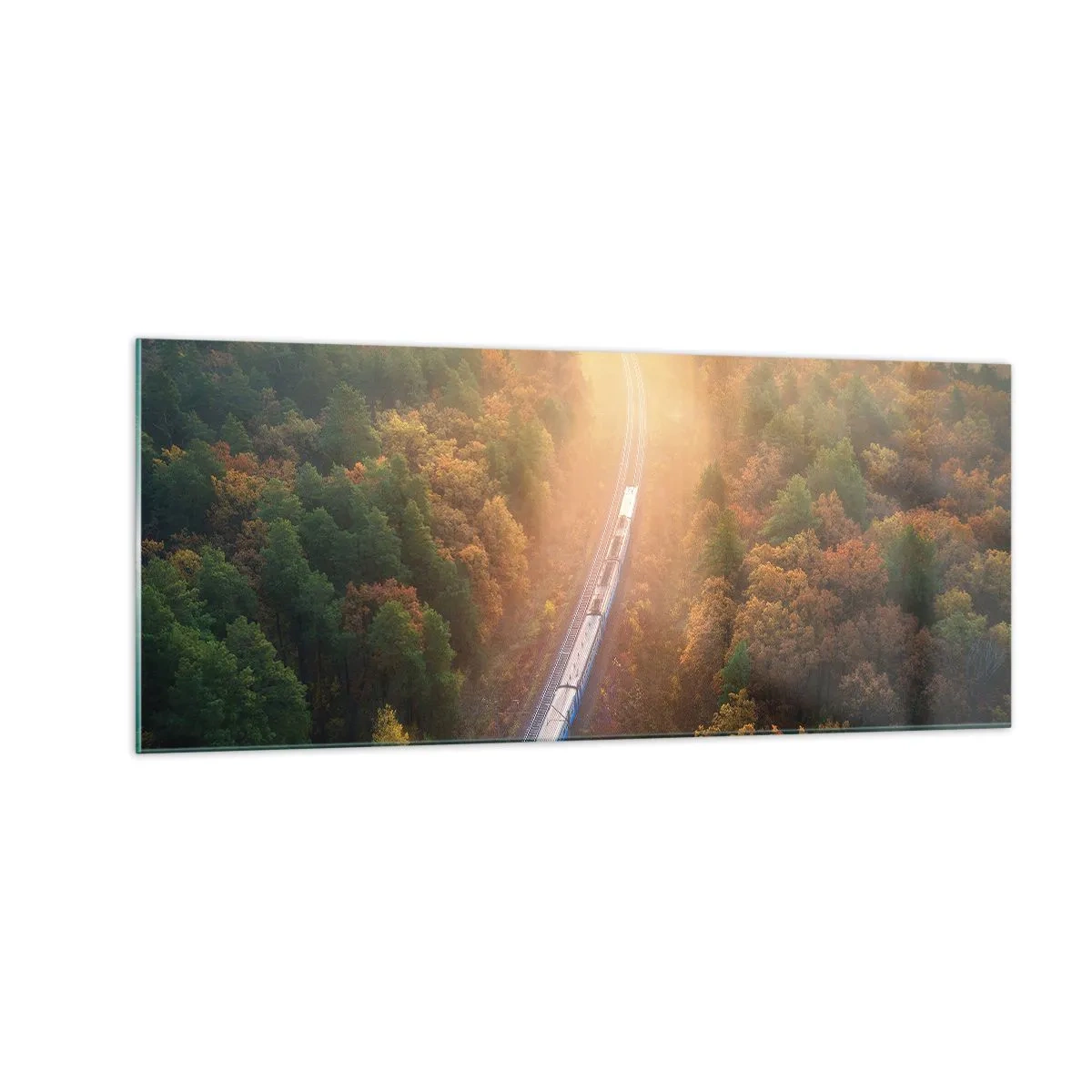 Glastavla - Bild på glas - Höstresa - 100x40 cm