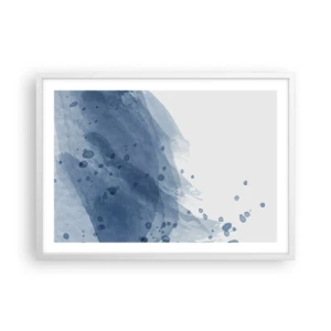 Affisch i vit ram - Blå tyll - 70x50 cm