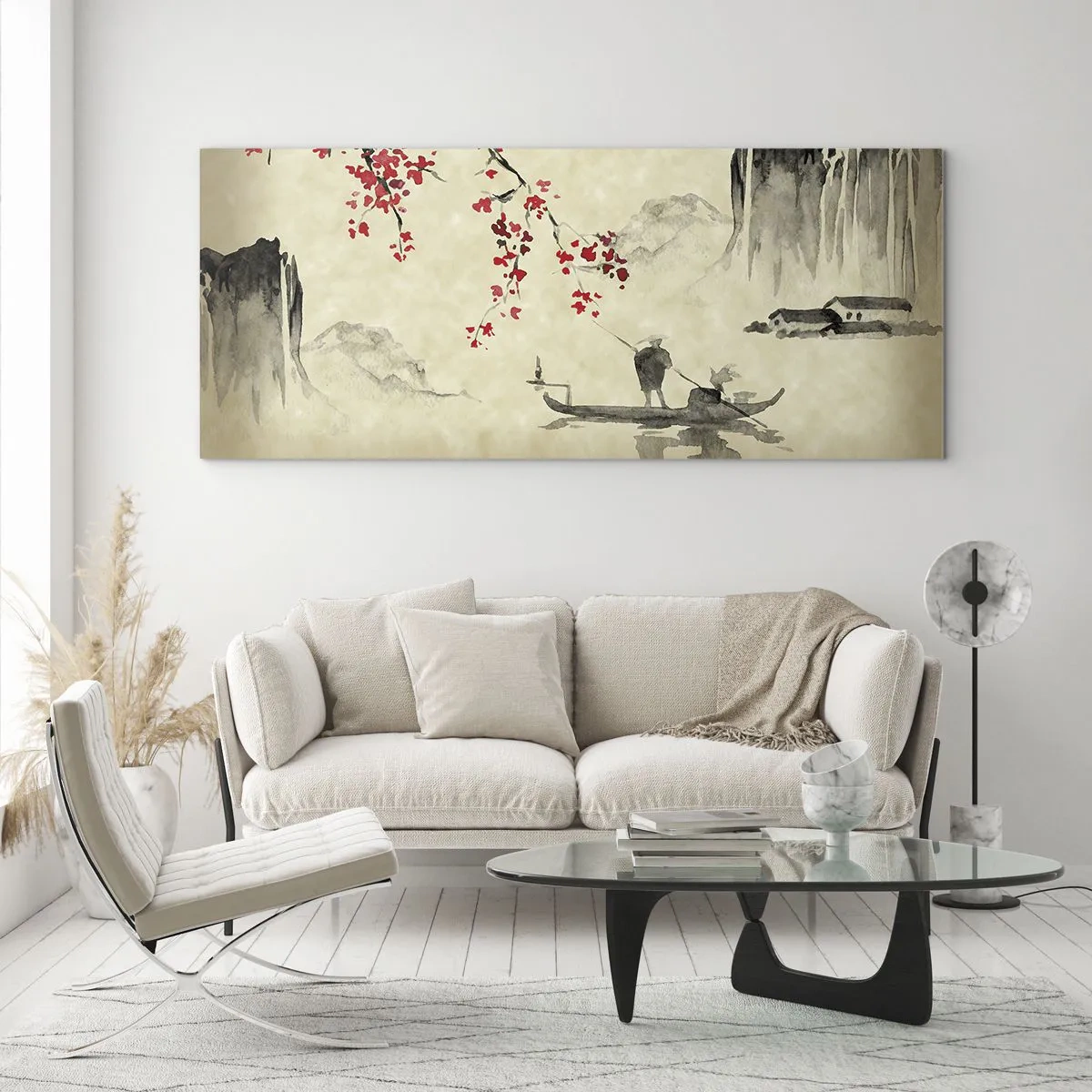 Glastavla - Bild på glas - I det blommande körsbärslandet - 120x50 cm