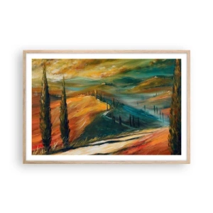 Affisch i ram av ljusek - Toskanskt landskap - 91x61 cm