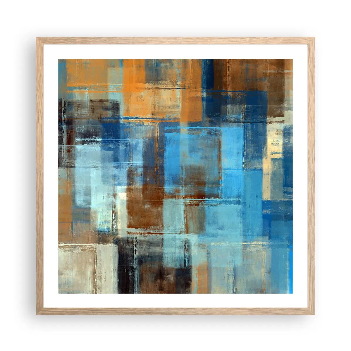 Affisch i ram av ljusek - Genom blåa gardinen - 60x60 cm