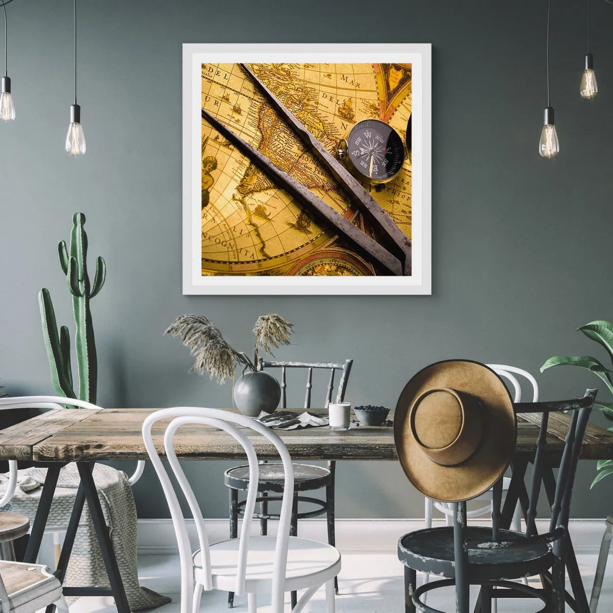 Affisch i vit ram - Var är skatterna? - 50x50 cm