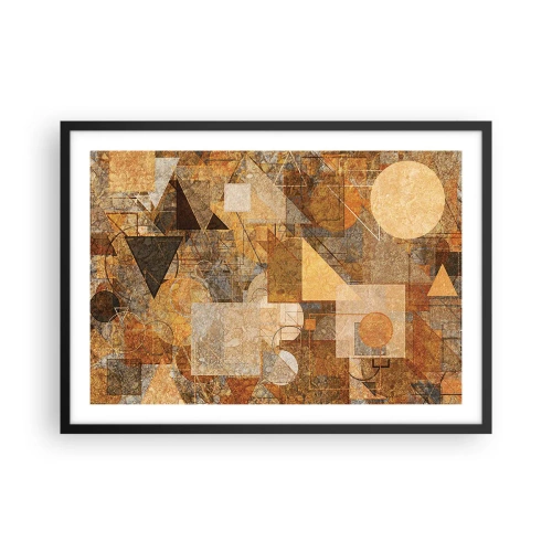 Affisch i svart ram - Kubistisk studie i brun - 70x50 cm