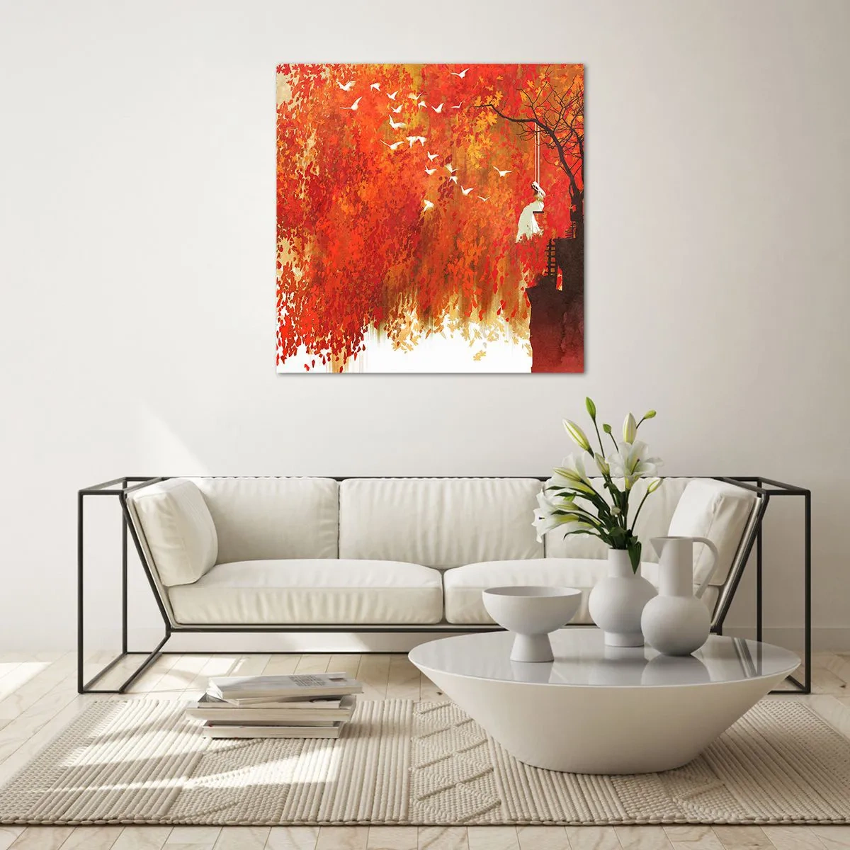 Glastavla - Bild på glas - Flyger hon med oss? - 50x50 cm