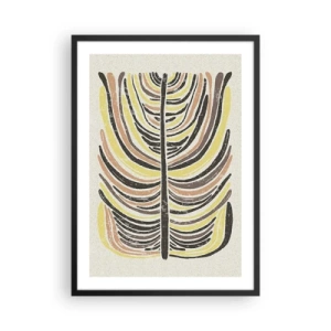 Affisch i svart ram - Abstrakt löv i jordfärger - 50x70cm - Pulserande abstraktion - Modern väggdekoration för vardagsrum och sovrum ARTTOR