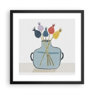 Affisch i svart ram - Vallmovas - 40x40 cm