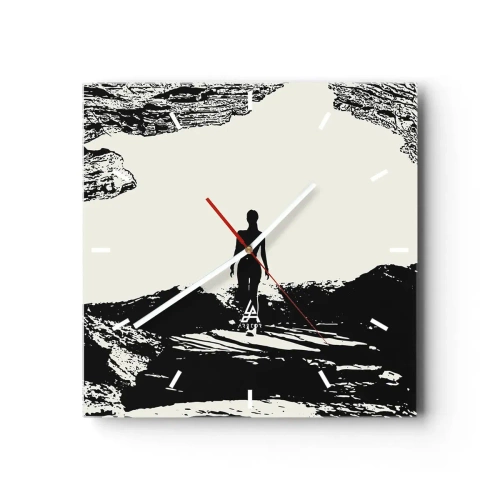 Väggklocka - Klocka på glas - En ny blick - 40x40 cm