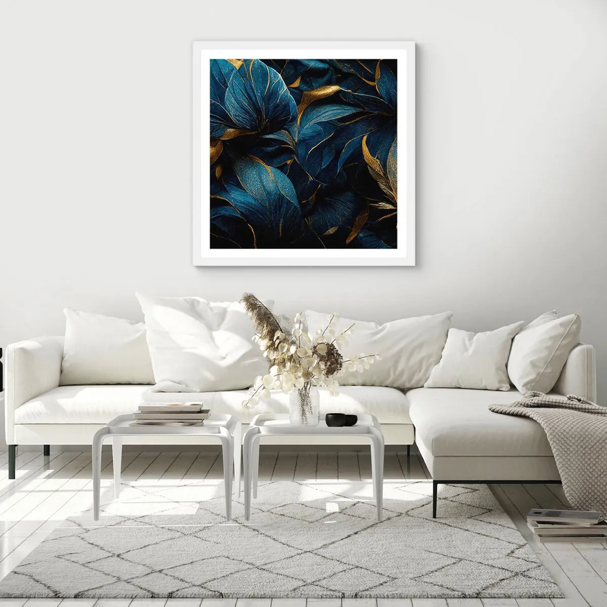 Affisch i vit ram - Fodrad med guld - 40x40 cm