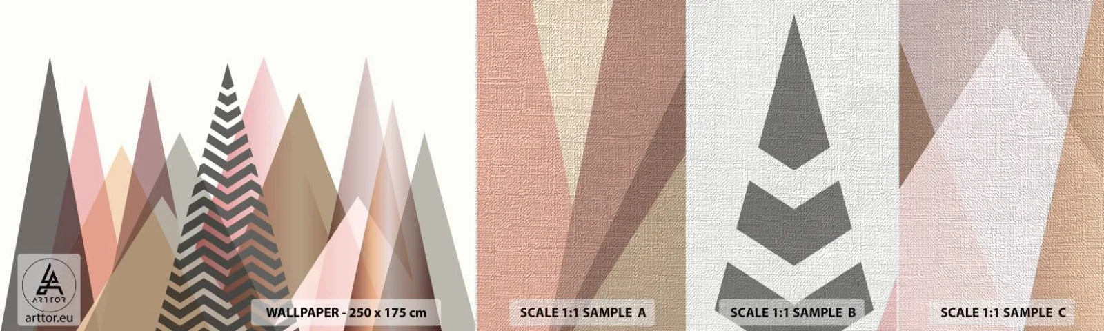 Provbit av fototapet Premium Canvas - Utsikt över pyramider - Abstraktion, Bit, Trianglar - 100x30 cm