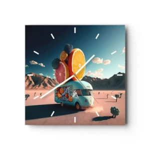 Väggklocka - Klocka på glas - En smak av semester - 40x40 cm