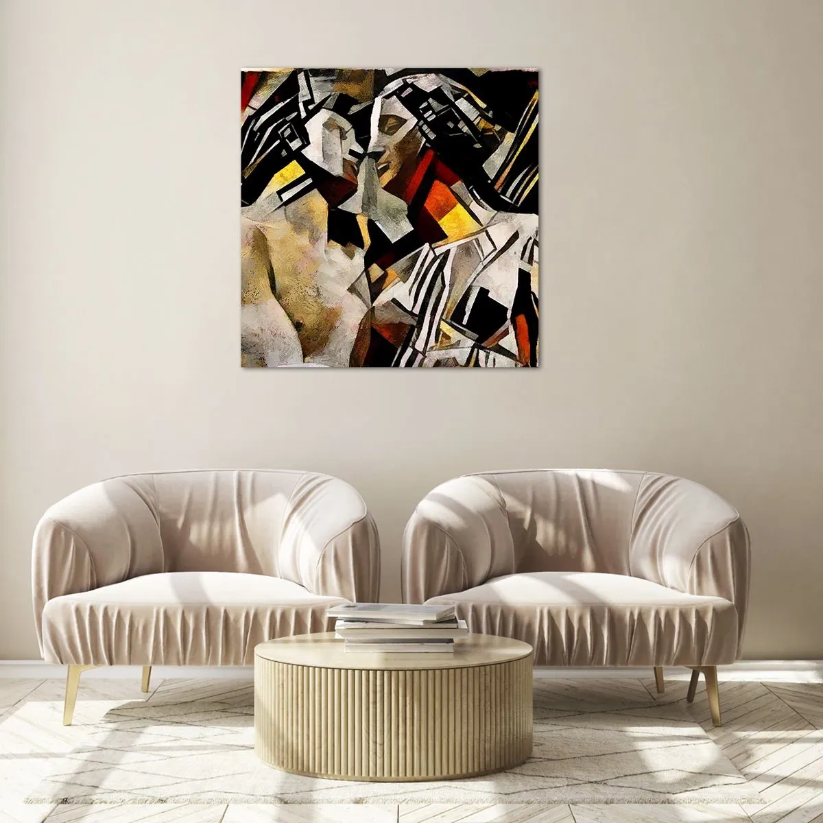 Glastavla - Bild på glas - Statykyss - 60x60 cm