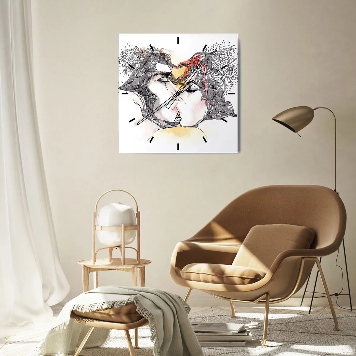 Väggklocka - Klocka på glas - Världen existerar inte - 40x40 cm