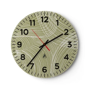 Väggklocka - Klocka på glas - Intrikat abstraktion i vitt - 40x40 cm