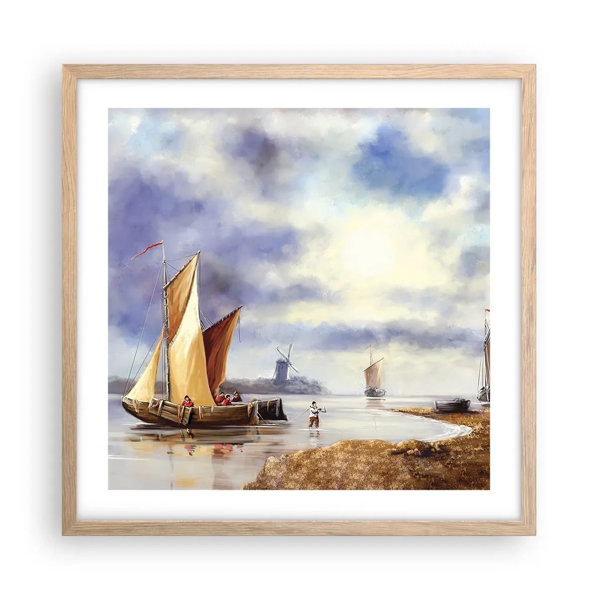 Affisch i ram av ljusek - Seglarnas hemkomst - 50x50 cm