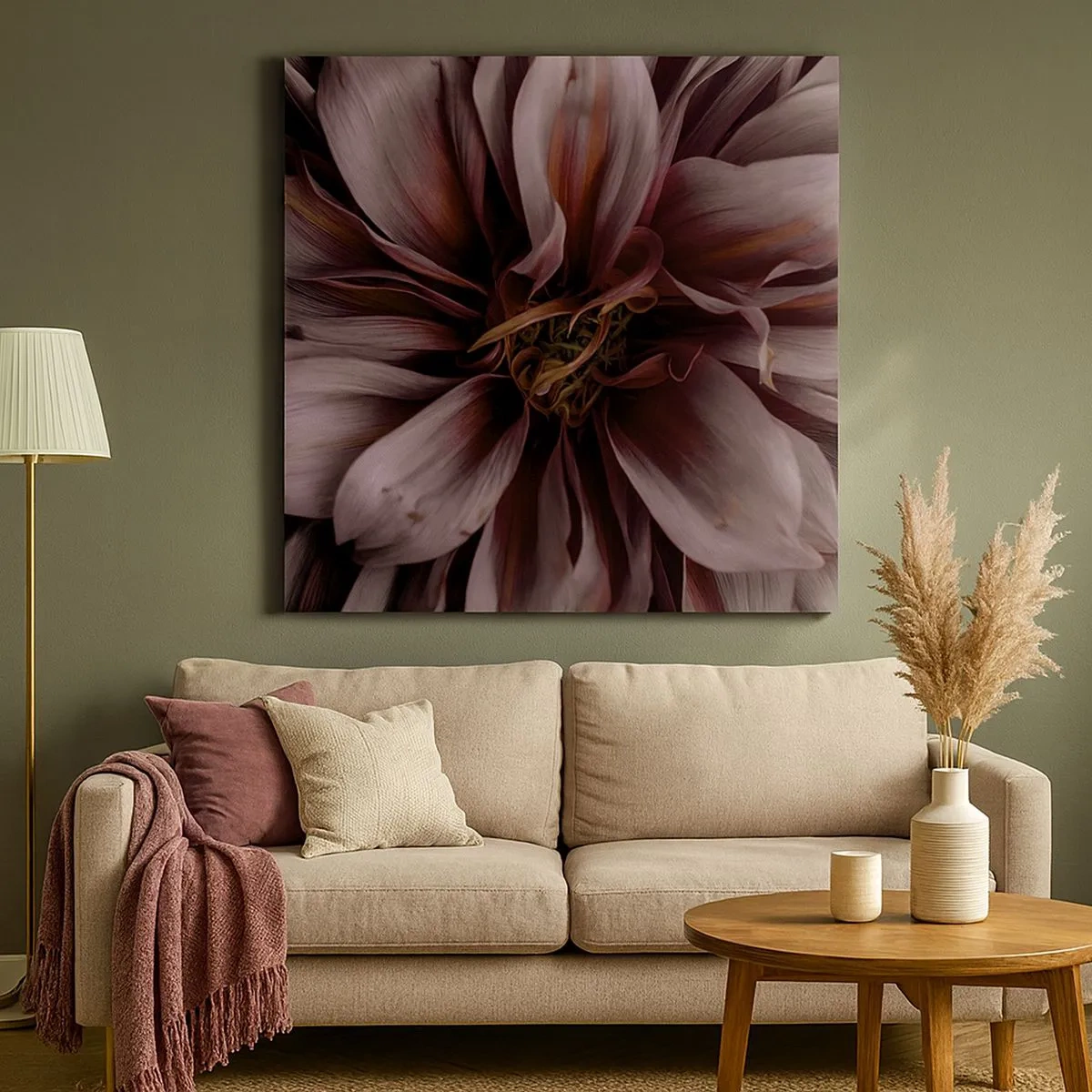 Canvastavla - Bild på duk - Blommigt hjärta - 30x30 cm