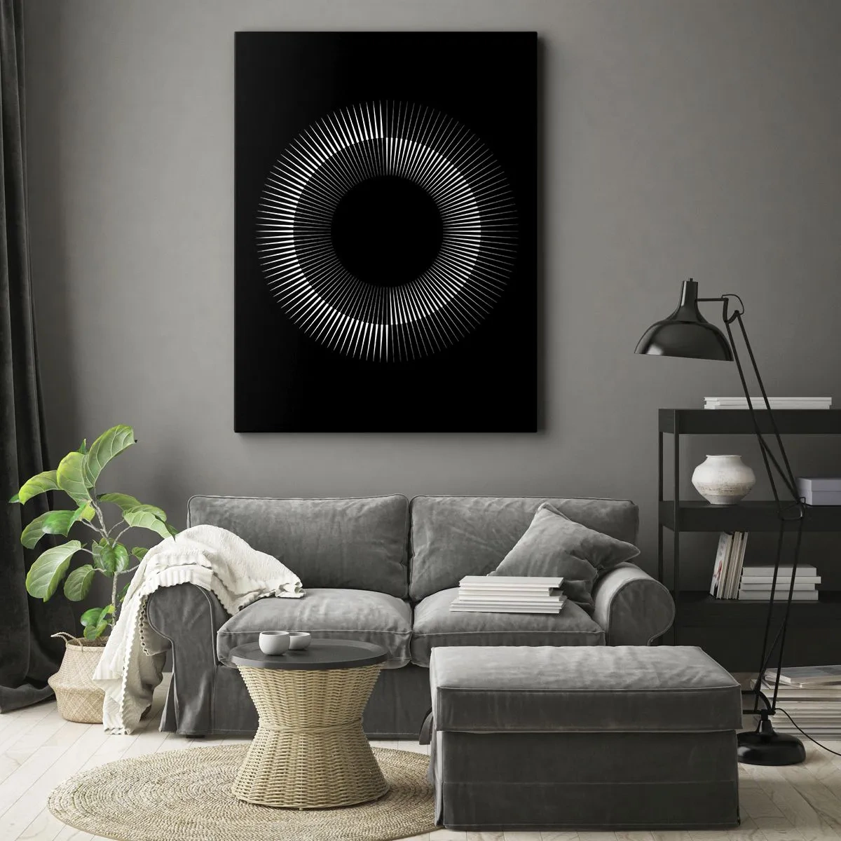 Canvastavla - Bild på duk - Svart sol - 50x70 cm