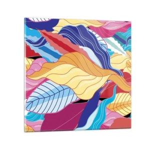 Glastavla - Bild på glas - Färgglad röra - 30x30 cm