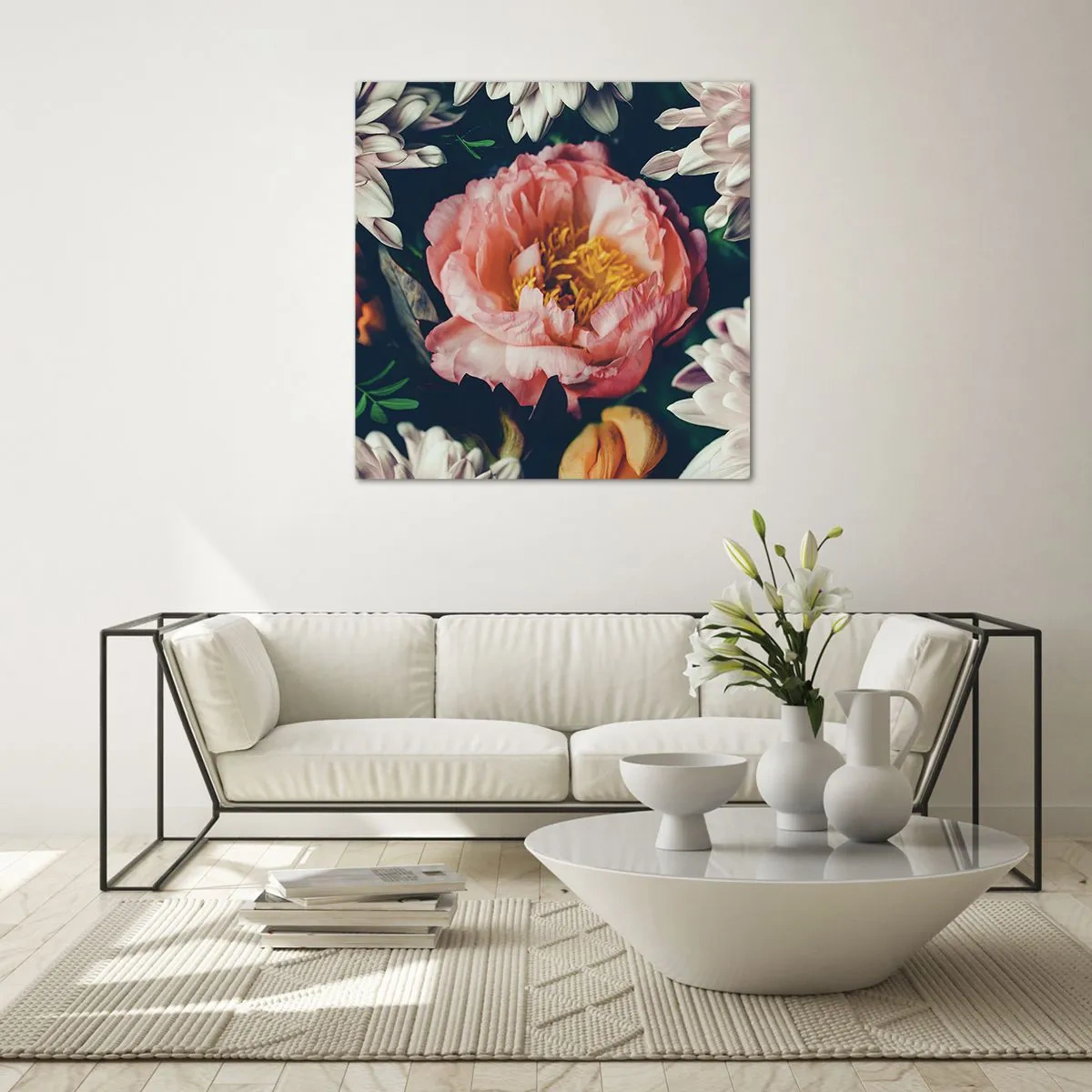 Glastavla - Bild på glas - Med barockprakt - 70x70 cm