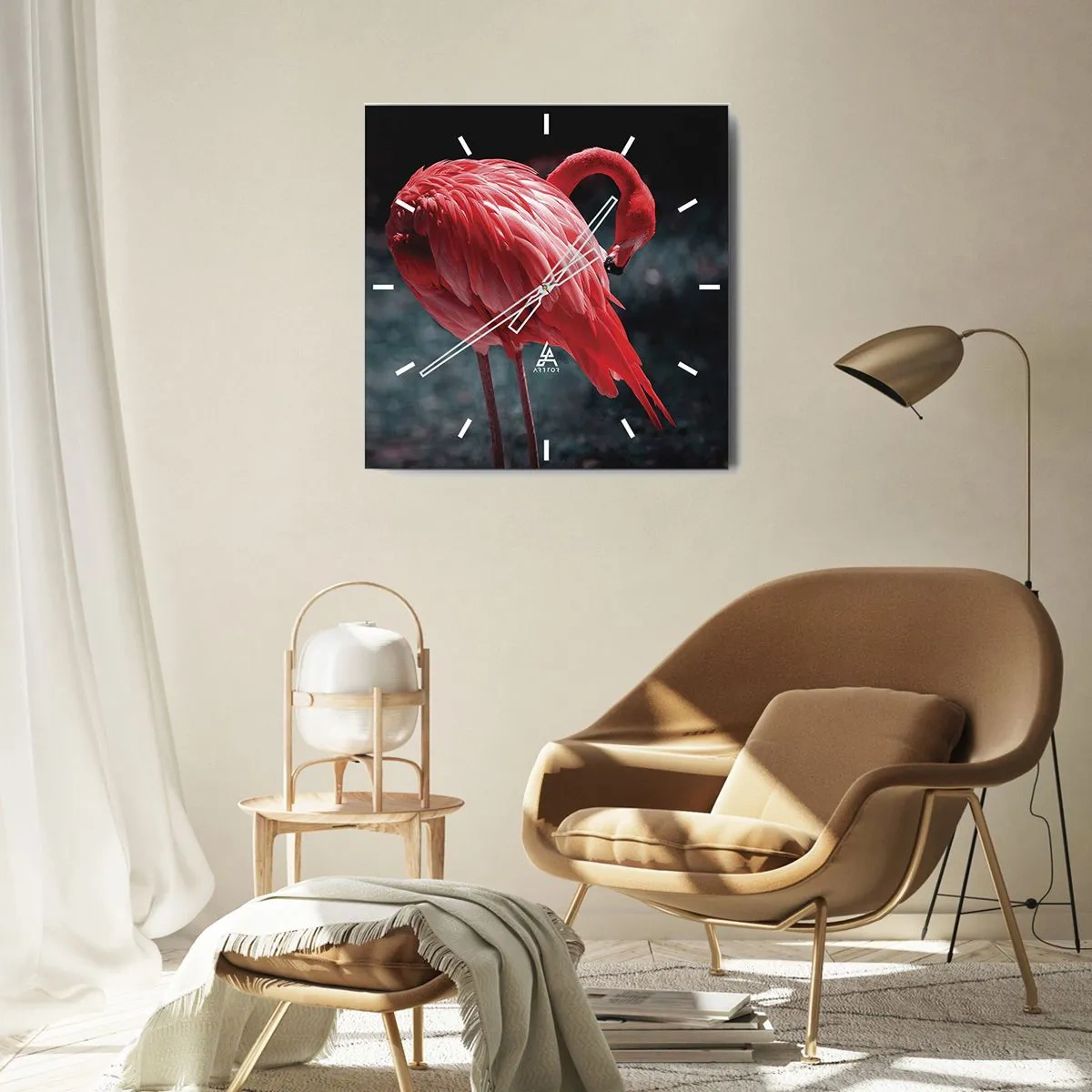 Väggklocka - Klocka på glas - Djuprött naturpoem - 40x40 cm