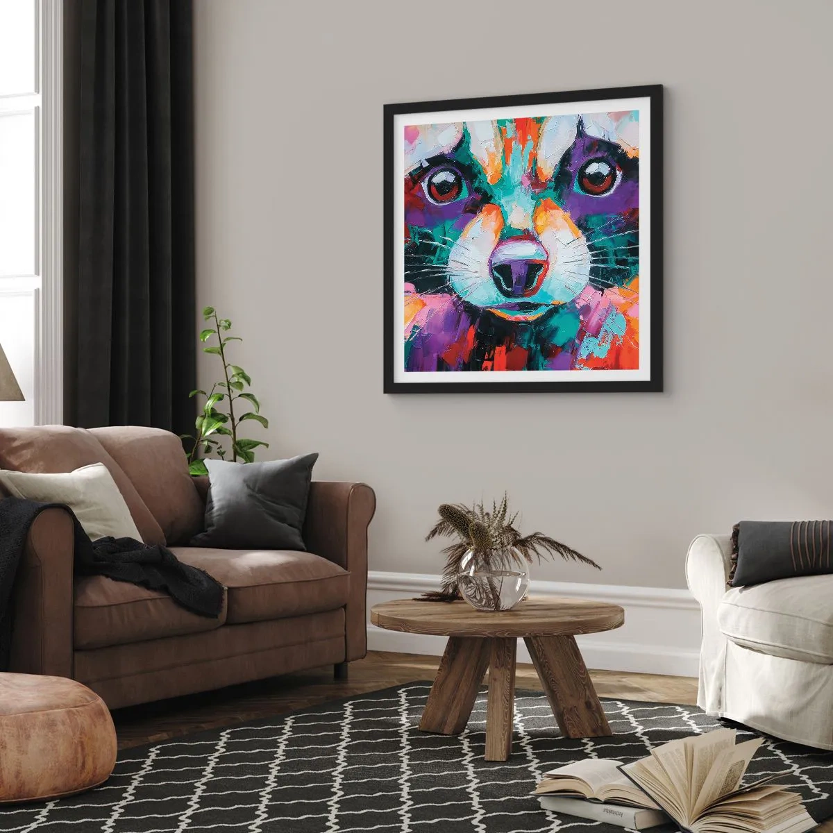 Affisch i svart ram - Enbart goda emotioner - 60x60 cm