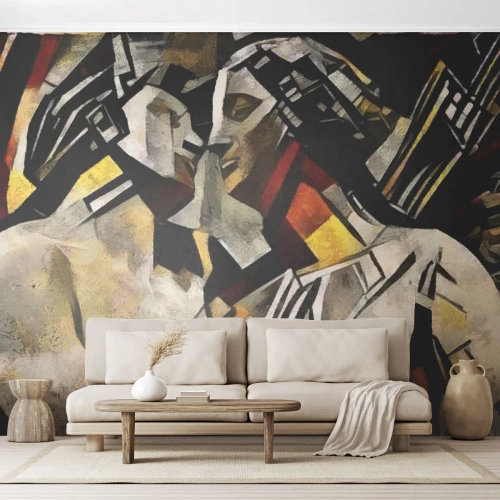 Fototapet Premium Sand - Statykyss - Förälskade par, Kubism, Kyss - 200x140 cm