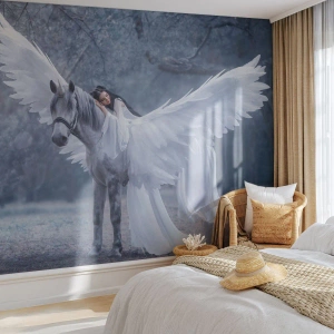 Fototapet Premium Sand - En stund full av inspiration - Abstraktion, Häst, Kvinna - 300x210 cm