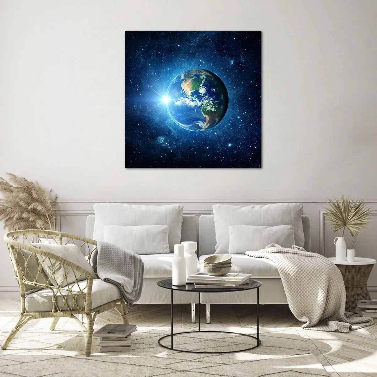 Glastavla - Bild på glas - Vi är i himlen - 50x50 cm