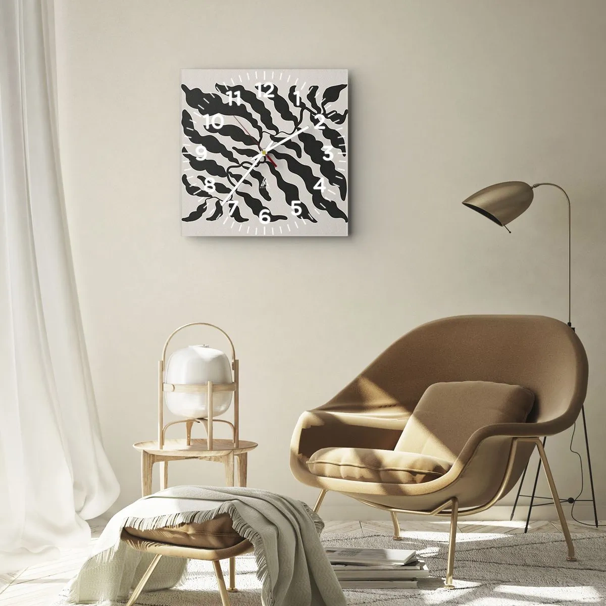 Väggklocka - Klocka på glas - Kvadratens natur - 40x40 cm
