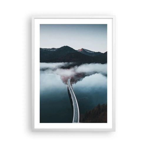 Affisch i vit ram - Över ett vatten som är så slätt som en spegel - 50x70 cm
