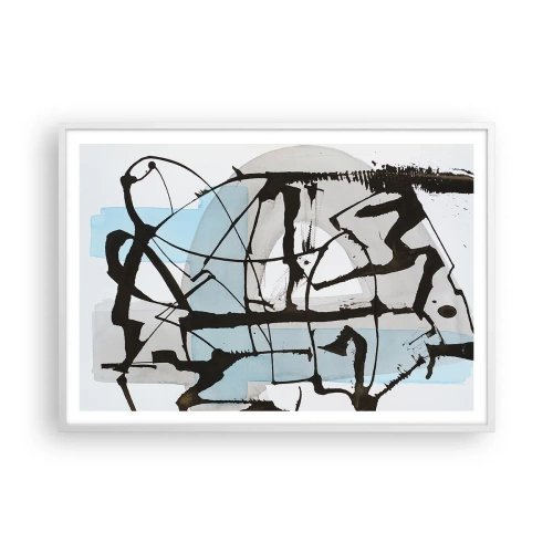 Affisch i vit ram - Blått trots allt - 100x70 cm