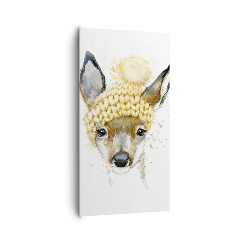 Canvastavla - Bild på duk - För vinter i insnöad skog - 65x120 cm